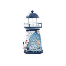 (S) Mediterranean Style Iron Lighthouse Figurine Nostalgic Ocean Anchor Ornaments for Home