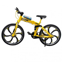 (Folding Mountain Bike, Yellow) Mini Bicycle Model Toy Alloy Plastic Downhill Mountain Bike Toys Gifts For Boys