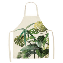 Versatile Cooking and Gardening Apron, Stylish Tropical Leaf Pattern for Men & Women, Fine Sewing & Waterproof Oxford Fabric, Adjustable Neck Strap &