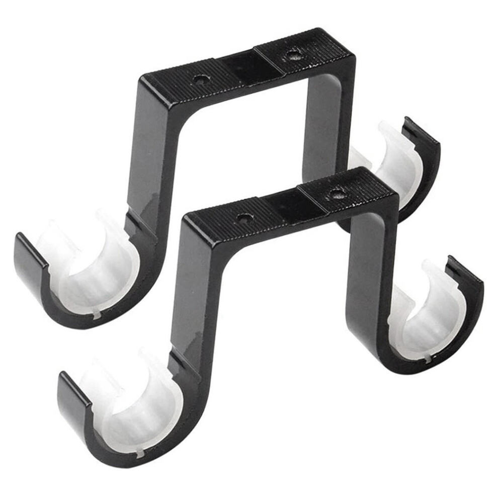 2Pcs Double Curtain Rod Brackets Ceiling Mount Supports Aluminum Alloy Black 4851755673669