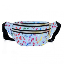 (Blue) Double Zipper Waist Bag Colorful Ladies Mobile Phone Waist Bag Multifunctional Water Repellent Messenger Bag