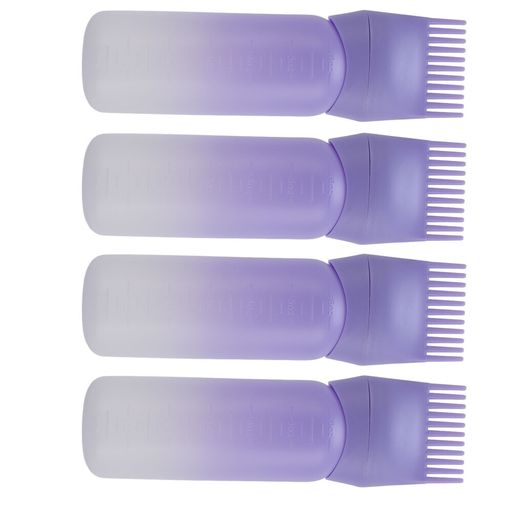 4pcs Root Comb Applicator Bottles with Graduated Scale, 16.8x4.5cm, Gradient Purple