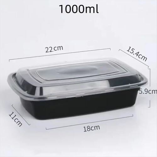Fiambrera desechable de 1000 ml para llevar, recipiente rectangular de plástico para alimentos, apto para microondas. 2
