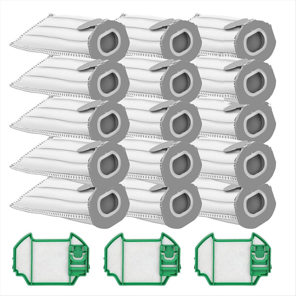 Pack Of 15 Vacuum Cleaner Bags For Vorwerks Kobold Vk7, Vorwerk Vk7 Fp7, With 3 Hepa Filters 4851755667125