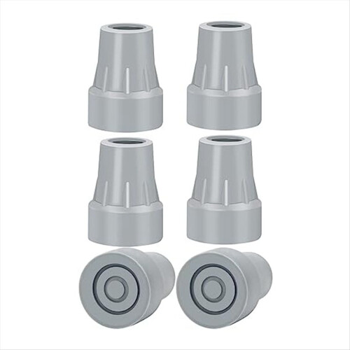 Ponteiras para muletas, 7/8 polegadas, resistentes, antiderrapantes, de borracha, para substituição dos pés da bengala, pacote com 6 unidades.