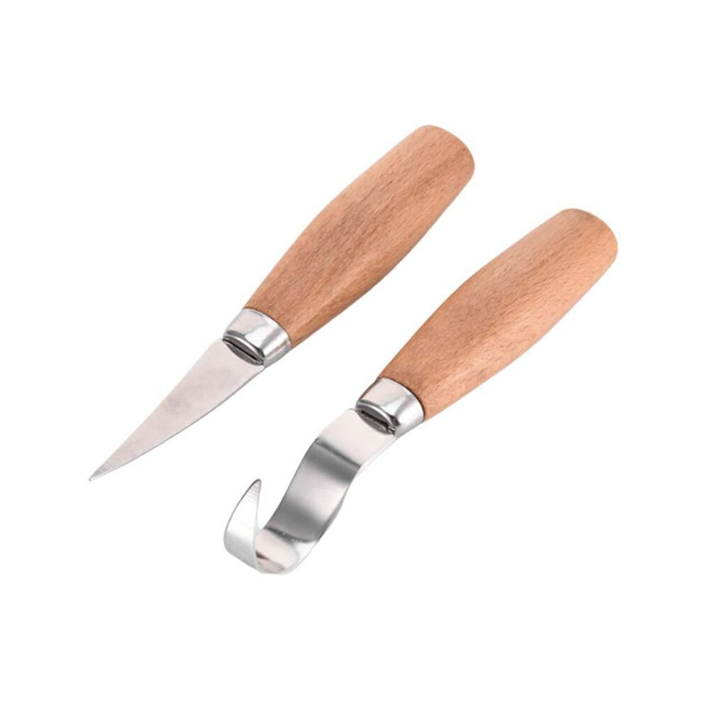 2Pcs Stainless Steel Beech Carving Knife Scraper Spoon Handle Set Durable Beginner Sculpture Specialty C 4851249029149