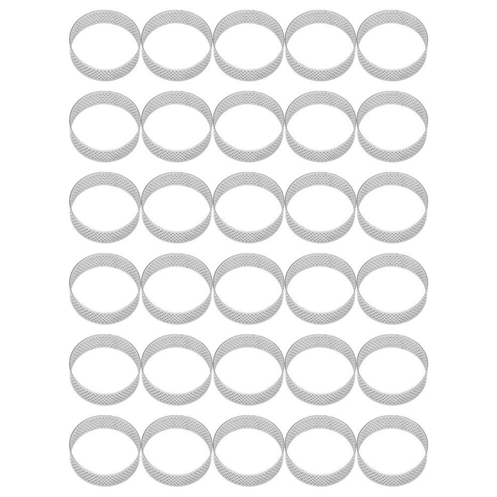 30Pcs 6Cm Circular Tart Ring Dessert Stainless Steel Perforation Fruit Pie Quiche Cake Mousse Mold Kitchen Baking Mould 4851755670941