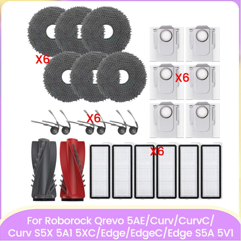 Spare Parts For Roborock Qrevo Edge/Qrevo Edge S5a Main Side Brush Hepa Filter Dust Bag Mop Cloth Efficient Cleaning 4851755667156