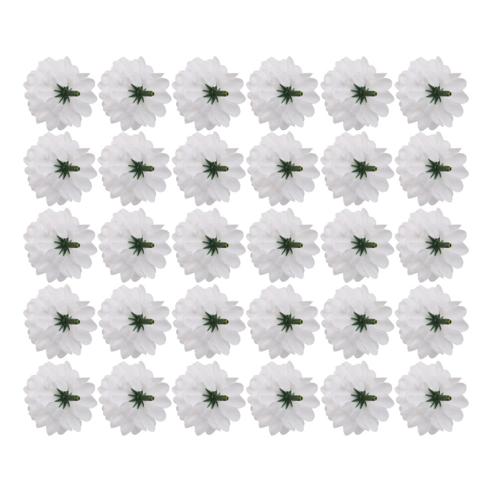 30 Pcs Carnations Craft Artificial Flower Silk Spherical Heads Wedding Decor White 4851755670170