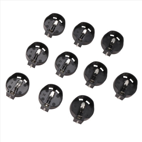 10pcs Black Round Button Battery Holder Case for CR2032 2016 2025 2