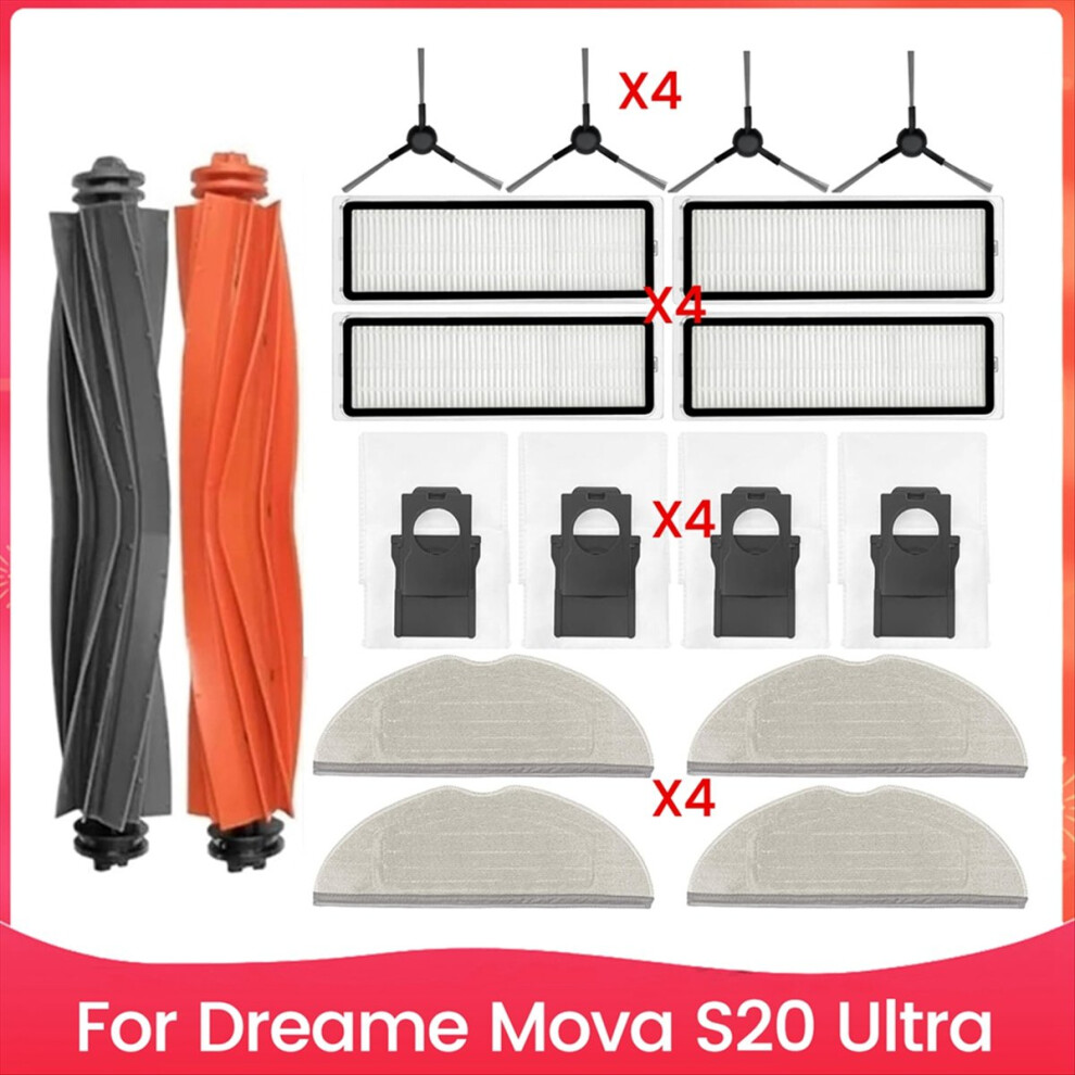 Accessories Kit For Dreame Mova S20 Ultra Vacuum Cleaners Main Side Brush Mop Pads Hepa Filter Dust Bags 4851755667163