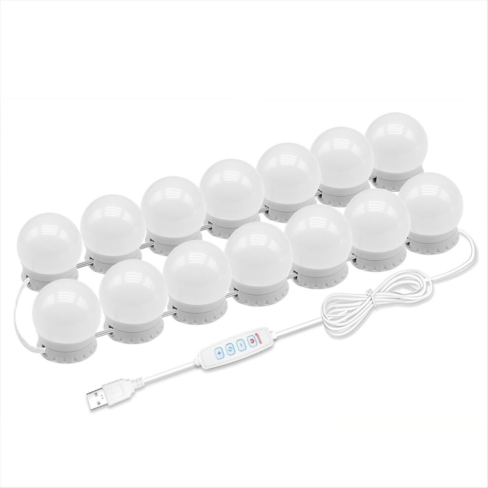 Led Vanity Mirror Lights With 14 Dimmable Bulbs,10 Brightness Levels Adjustable,For Makeup Desk Bathroom Dressing Room White 4851249047723