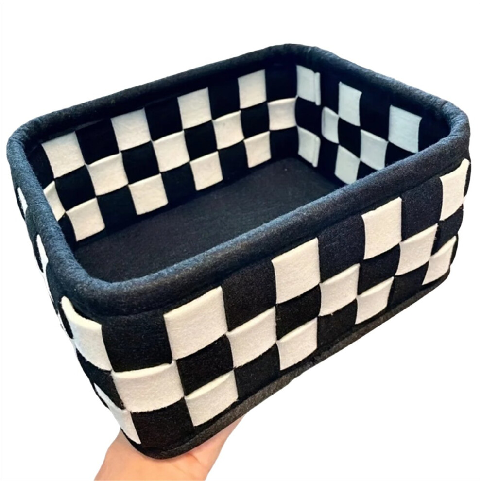 And Checkered Storage Basket Desktop Cosmetics Organizer Snack Toy Home Decor Black/White 4851249040915