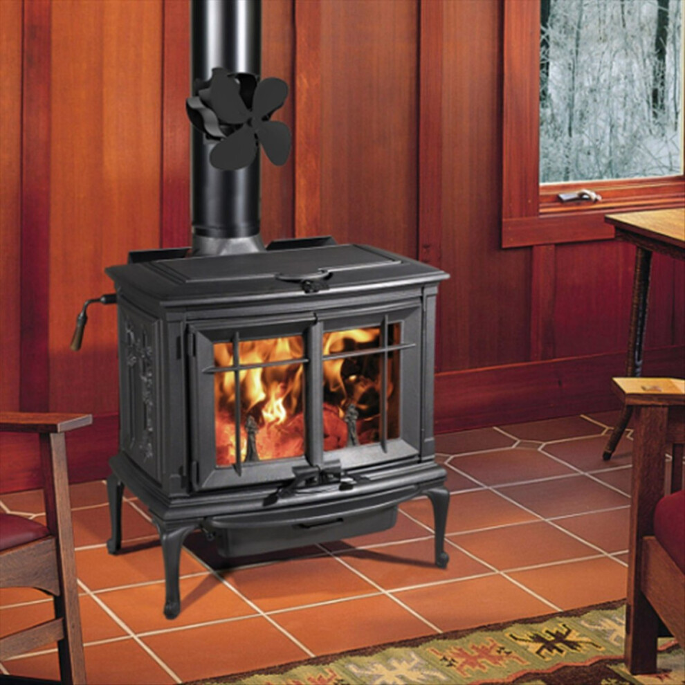 Wood Stove Fan Heat Powered Fireplace 4 Blades Accessories Silent Operation Log Burner