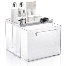 Disposable Facial Towel Storage Box - Acrylic Container Compatible with Clean Skin Club XL