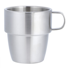 Taza de café ecológica de acero inoxidable con doble capa de aislamiento, asa ergonómica, diseño apilable y resistente, taza multifuncional ideal