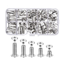 Conjunto com 80 parafusos Chicago em 5 tamanhos: 6, 10, 12, 15 e 18 mm. Rebites para encadernação em couro, livros, álbuns e artesanato.