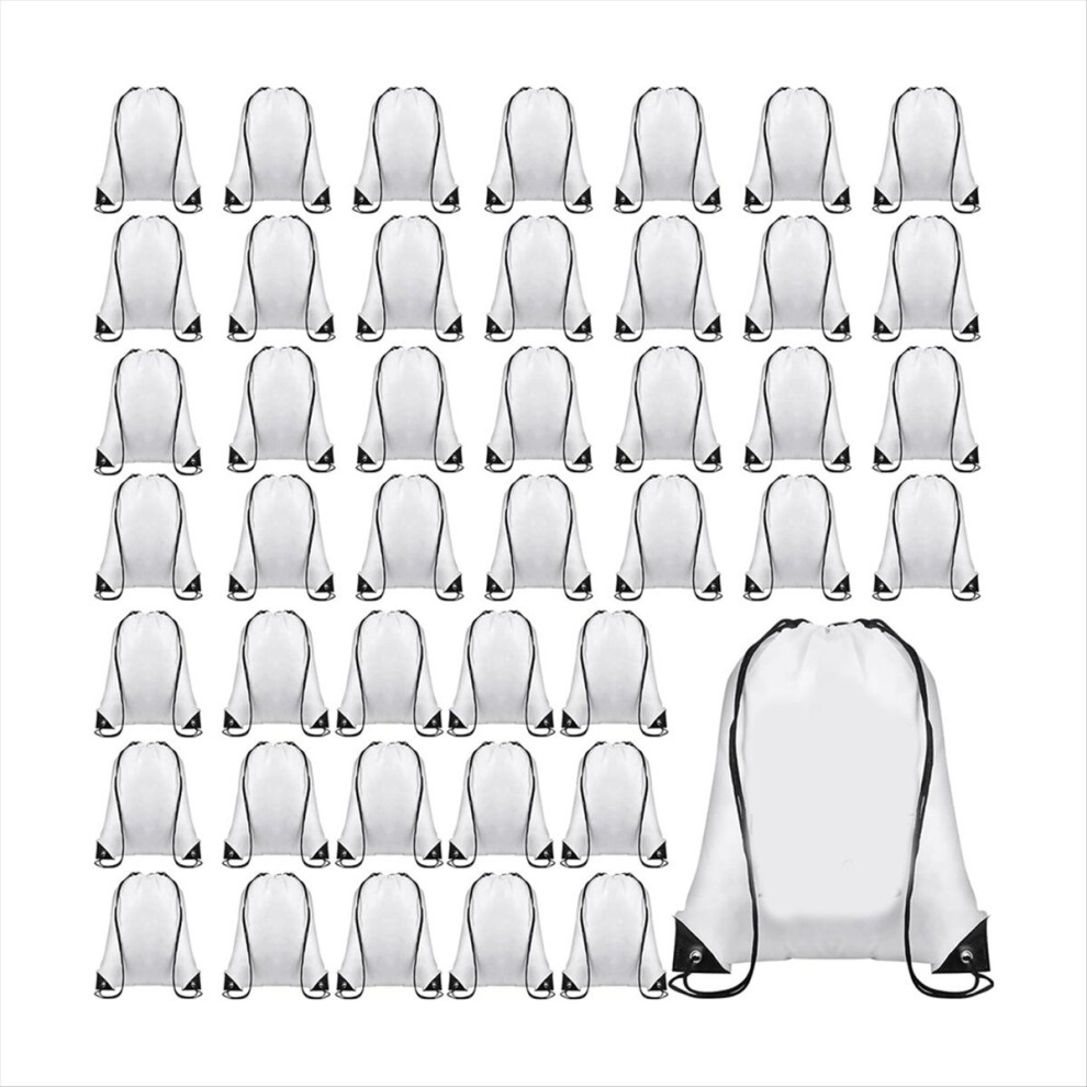 25 Pcs Sublimation Drawstring Bags Bulk Blank Backpacks Reusable Gym Sport Sinch Sack Backpack White 4851249040410