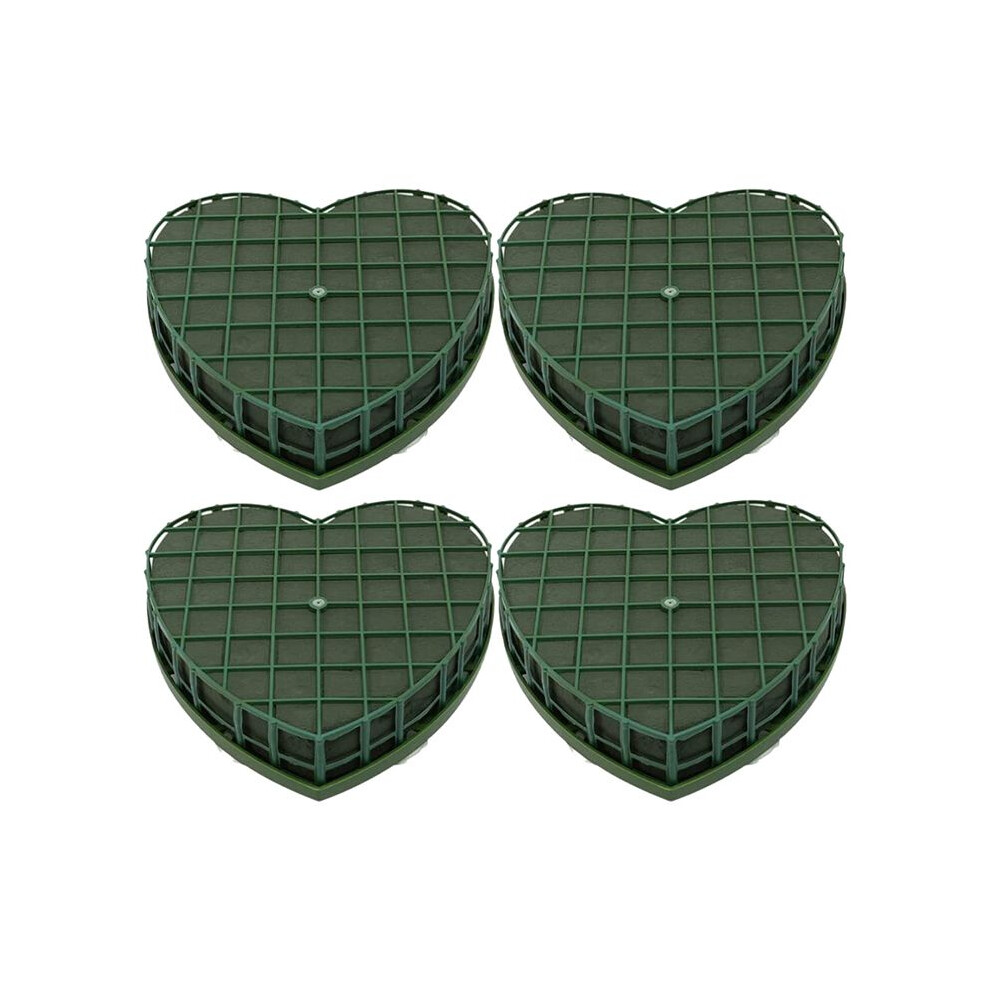 4Pcs Heart-Shape Floral Foam Blocks Flower Clay Heart Shaped Bricks Artificial Mud With Suction Cup Green 4851755670231