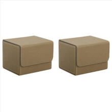 2X Card Box Side-Loading Deck Case for Mtg Yugioh Binder Holder 100+,Sand Color