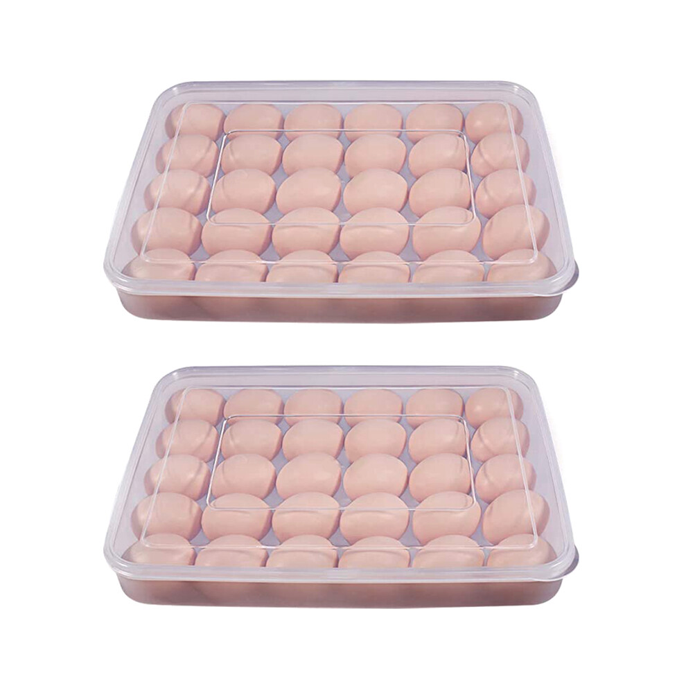 Egg Container, Refrigerator Deviled Tray Carrier With Lid For 60 Eggs - Plastic Fridge Stackable Portable 2 Pack 4851249067134