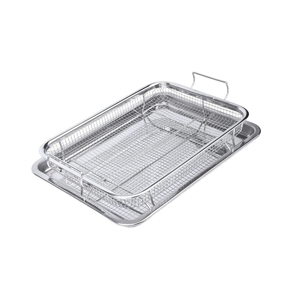 Stainless Steel Air Fryer Basket For Oven, Crisper Tray And Fit Fries/Bacon/Chicken (Silver) Silver 4851755670538