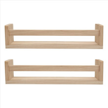2Pcs Bookshelf,Natural Wood Floating Wall Bookshelf for Kids,Nursery Shelves Wall,Bathroom Decor, Kitchen Spice Rack
