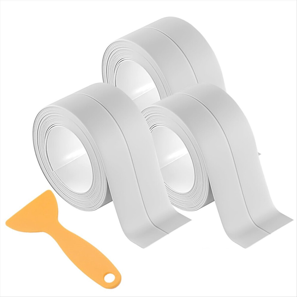 3 Rolls Caulk Tape,Waterproof Self Adhesive,Caulking Strips For Toilet,Bathroom,Sink,Bathtub,Floor Wall Edge White 4851249031739