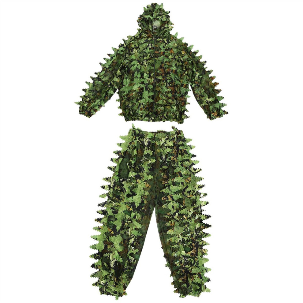 Sticky Flower Bionic Leaves Camouflage Suit Hunting Ghillie Woodland Universal Camo Set (B) 4851249058927