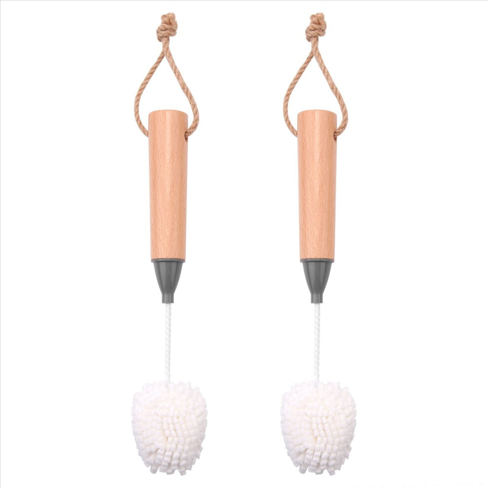 Wine Glass Cleaning Brush Flute And Stemware Non Scratch Foam Bristle With Wooden Handles 2Pcs 4851249037250