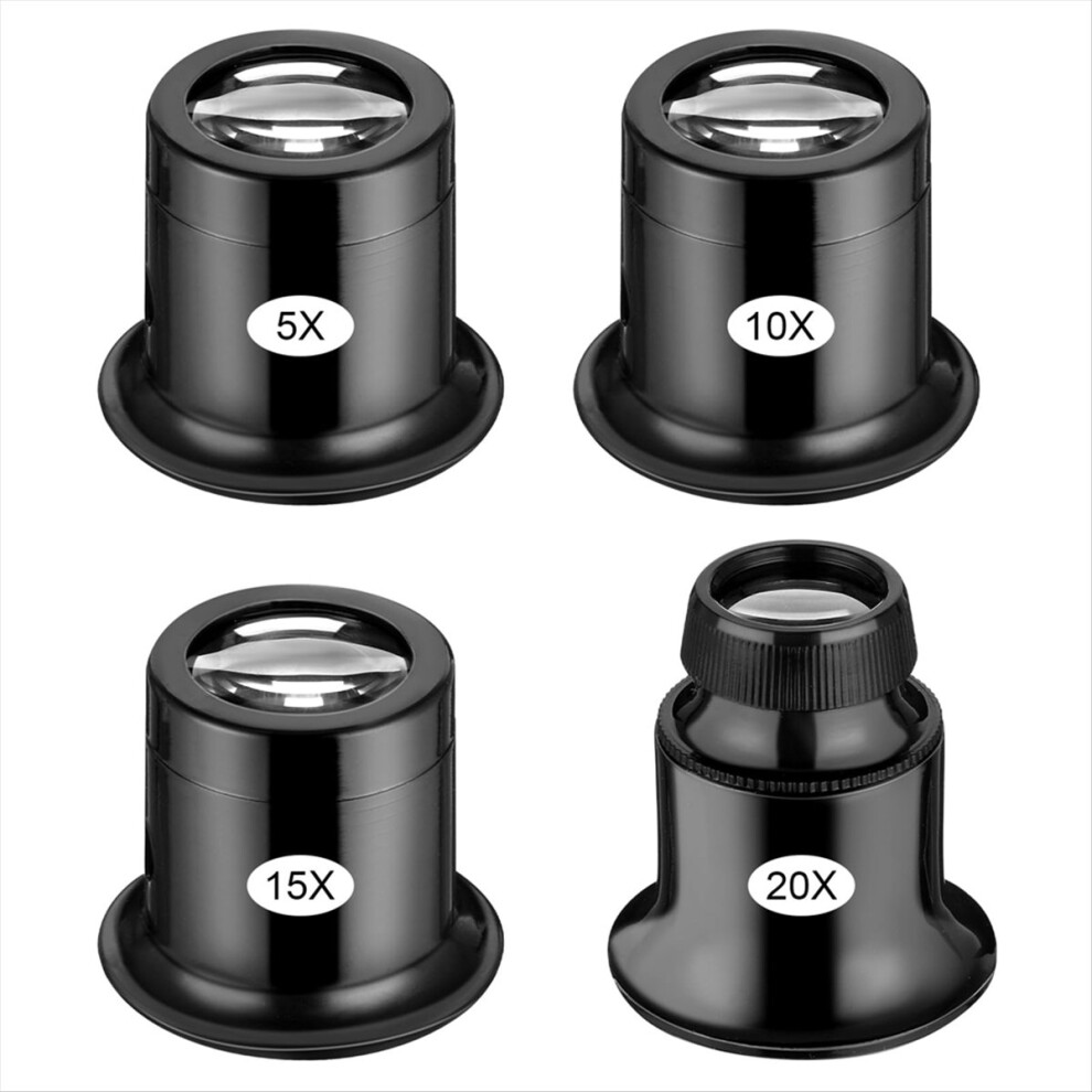 4 Pcs Jewelers Loupe 5X/10X/15X/20X Magnifier Portable Handheld Dome Optics Lens Loupes Magnifying Glass 4851249041745