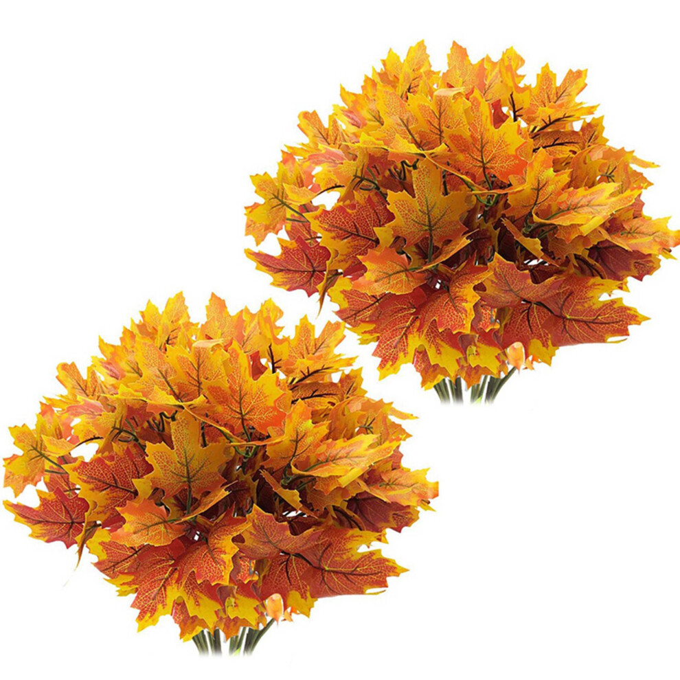 Artificial Maple Leaves Branches Autumn 10 Bundles Fall Decorations Outdoor Uv Resistant Greenery Shrubs Plants 4851755670262