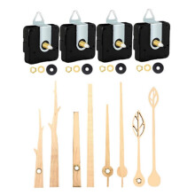 4Pcs Quartz Clock Movement Mechanism Parts with 4 Walnut Hands Accessories for Repair