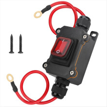 Waterdichte inbouwschakelaar met snoer, DC12-24V DPST aan/uit-tuimelschakelaar met rood lampje en 10 AWG-kabel voor buitengebruik