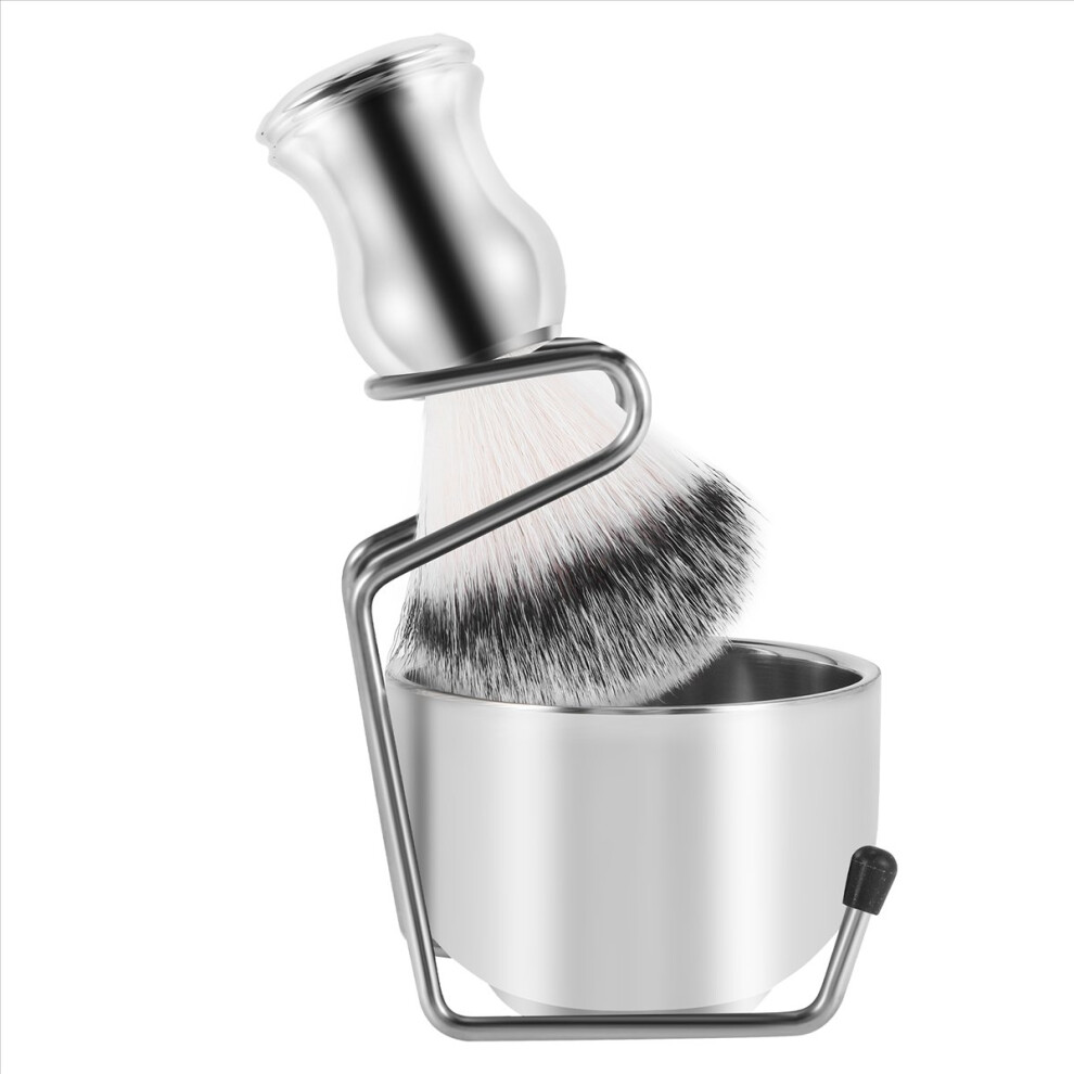 Shaving Set Soap Bowl + Brush Stand Holder, Stainless Steel Nylon Kit Pure Hair