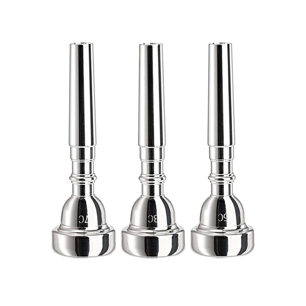 3 Pack Trumpet Mouthpiece, 7C 5C 3C Plated Mouthpiece For Beginners, Professional Players Silver 4851249071087