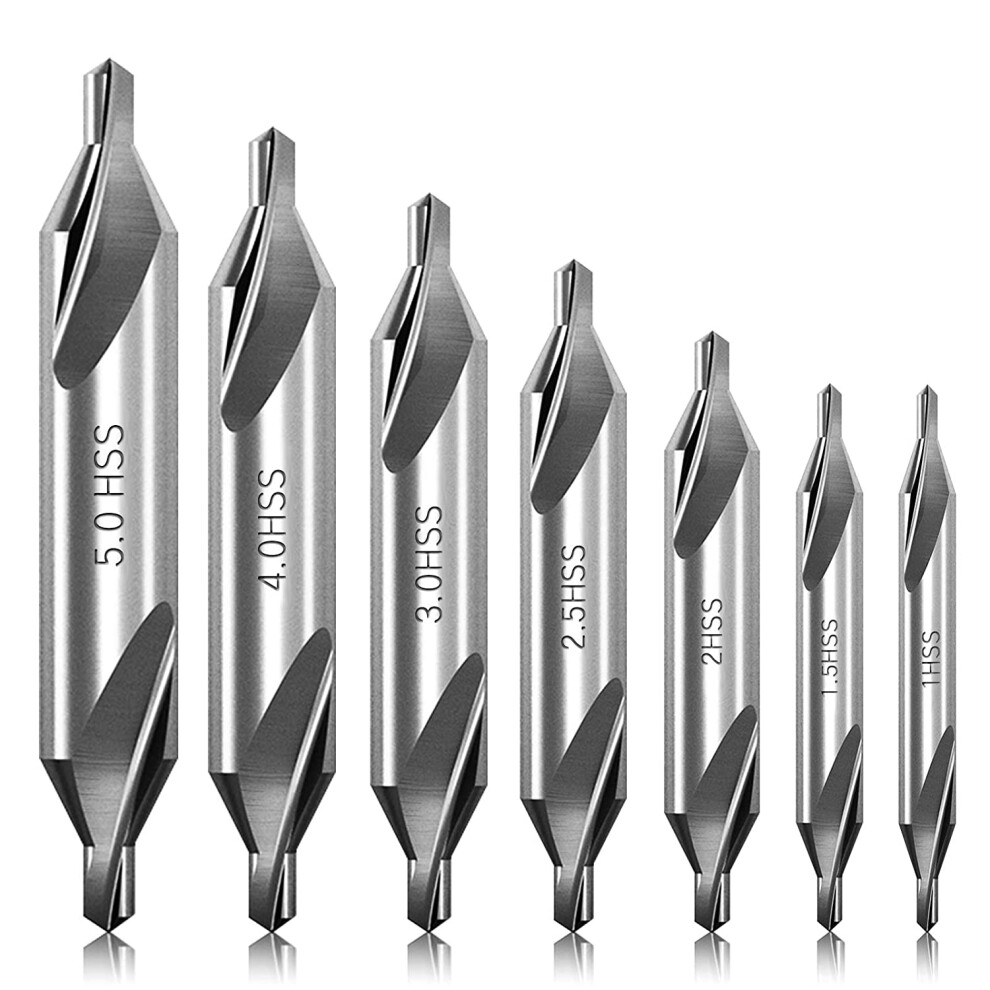 7 Pcs Center Drill Bits Set 60-Degree Angle Kit Countersink Tools For Lathe Metalworking 4851249026834