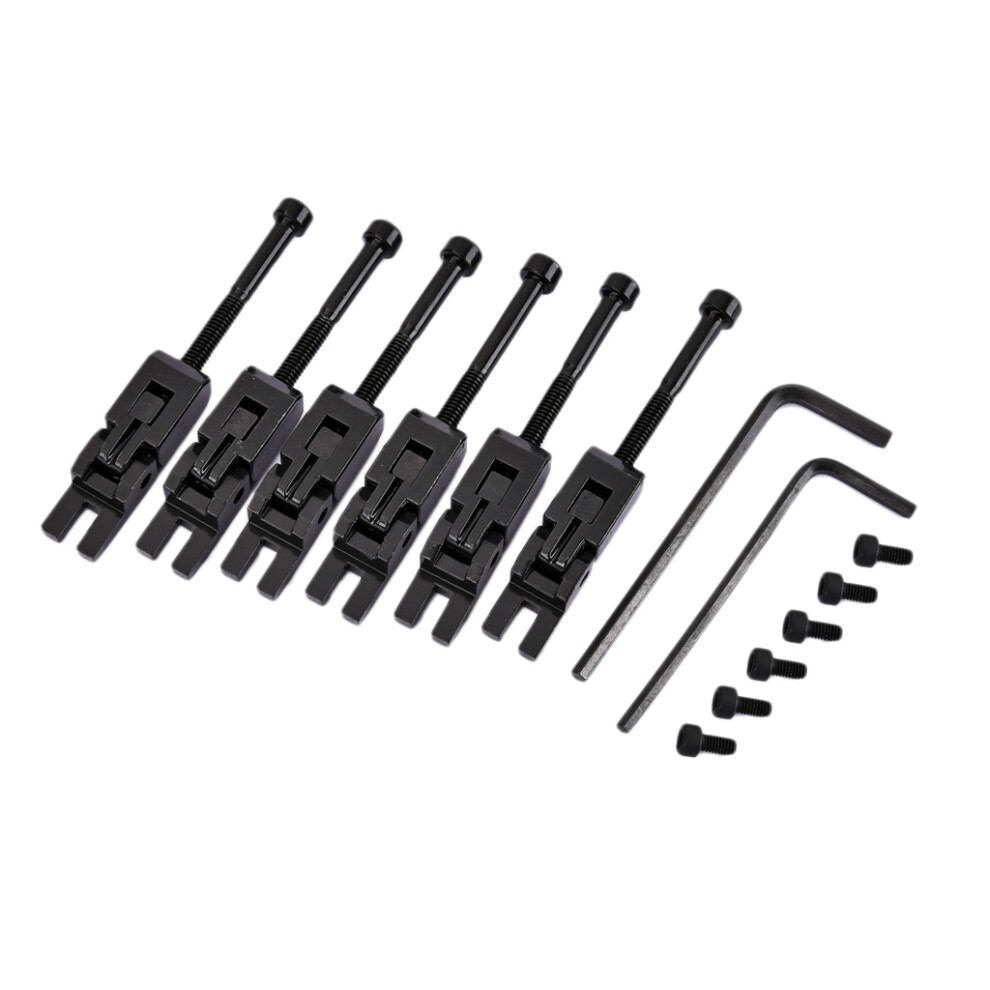 6Pcs Metal Guitar Locked String Saddles For Floyd-Rose Tremolo Bridge Parts Black 4851249070653