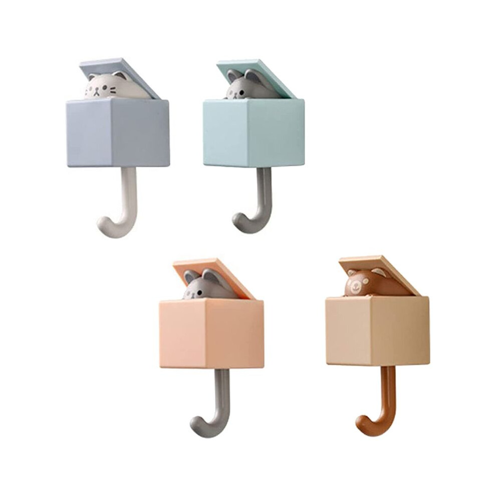 4 Pcs Creative Adhesive Coat Hook, Cute Cat Key Holder Pet Hooks For Coat, Scarf, Hat, Towel, Key, 4851249078628