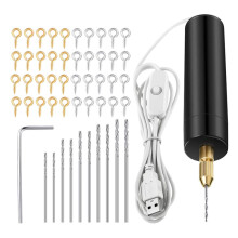 Elektrisches Harzbohrer-Set, inklusive Ösenschrauben, Spiralbohrern und Mini-Elektrobohrer für DIY-Schlüsselanhänger-Bastelarbeiten