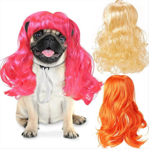 B Pet Wigs Γάτες και σκύλοι Αστεία Cosplay Headwear με ρυθμιζόμενες ελαστικές ταινίες