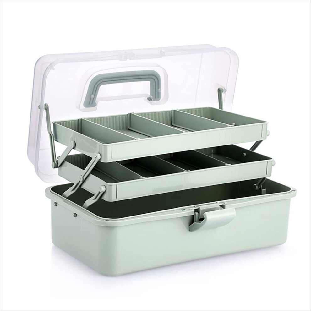 3-Layer Plastic Dividing Storage Box Craft Organizer And With Adjustable Spacers Portable Handled 4851249080492