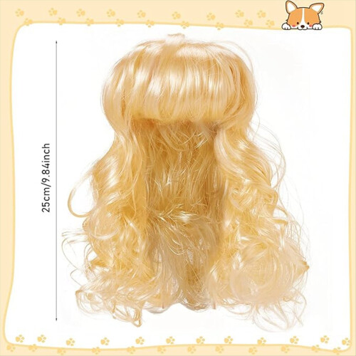 B Pet Wigs Γάτες και σκύλοι Αστεία Cosplay Headwear με ρυθμιζόμενες ελαστικές ταινίες 2