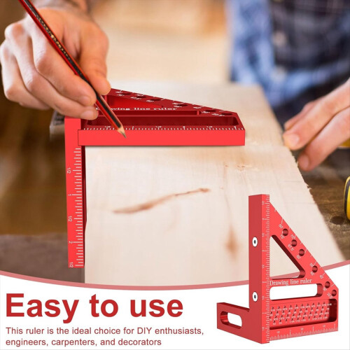 Woodworking Carpenter Square Hole Scribing Ruler Measuring with Angle Pin Construction Precision Tool 2