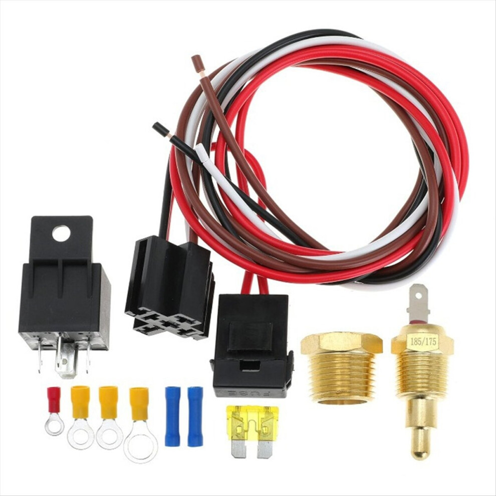 Electric Fan Relay Kit Electric Cooling Fan Thermostat Kit With 185 On 175 Off Temperature Switch Kit For Cars 4851249004290