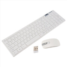 Wireless Slim White Keyboard + Optical Mouse Set for PC and Laptop