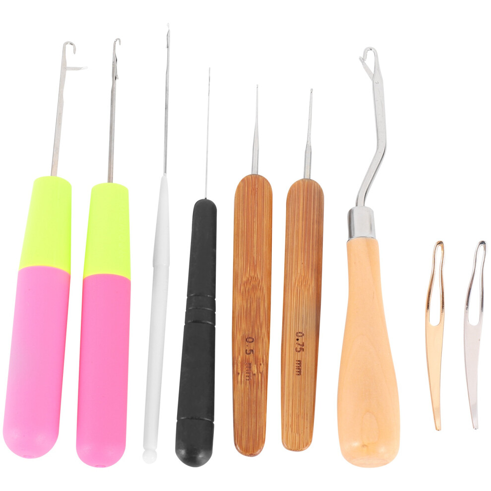 9 Pieces Bent Latch Hook Crochet Needle Set Dreadlocks Tool Hair Locking For Braid Carpet Making 4851249089839
