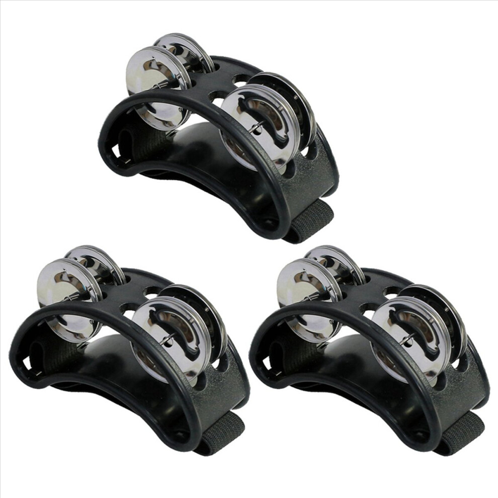 3X Powerful Sound Foot Tambourine Adjustable Tambourines With Musical Instrument For Performance Singing Black 4851249085039