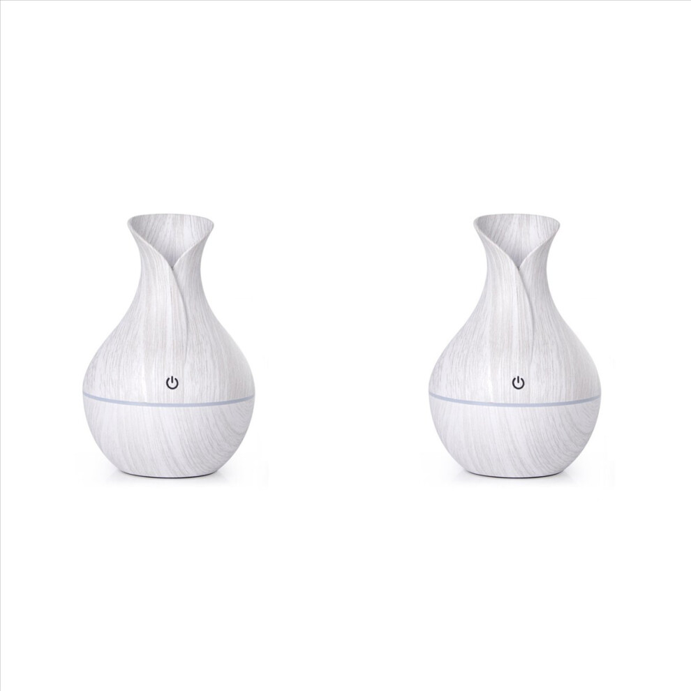 2X Electric Air Humidifier Essential Aroma Oil Diffuser Ultrasonic 130Ml Wood Usb Mist Maker Led Grain/Light 4851249096332