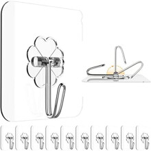 Adhesive Hooks for Hanging Heavy Duty - 12 Pack Wall 13Lb(Max), Sticky Waterproof, Hangers